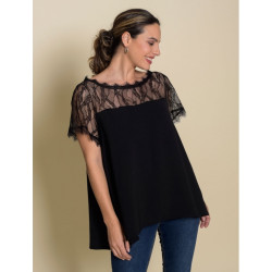 Blouse dentelle noire AN VITO